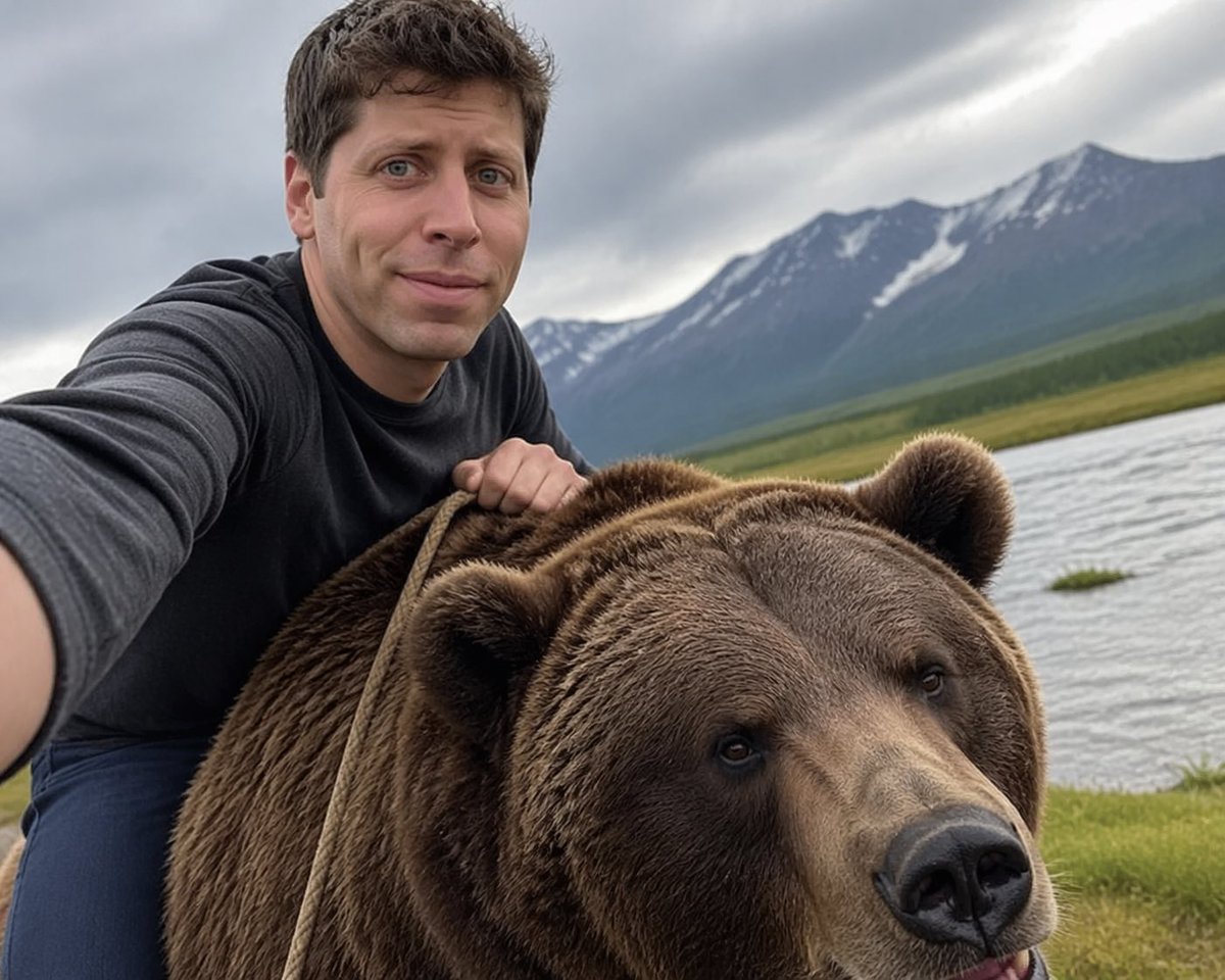 AI image generated from the “Sam Altman Bear Selfie” prompt