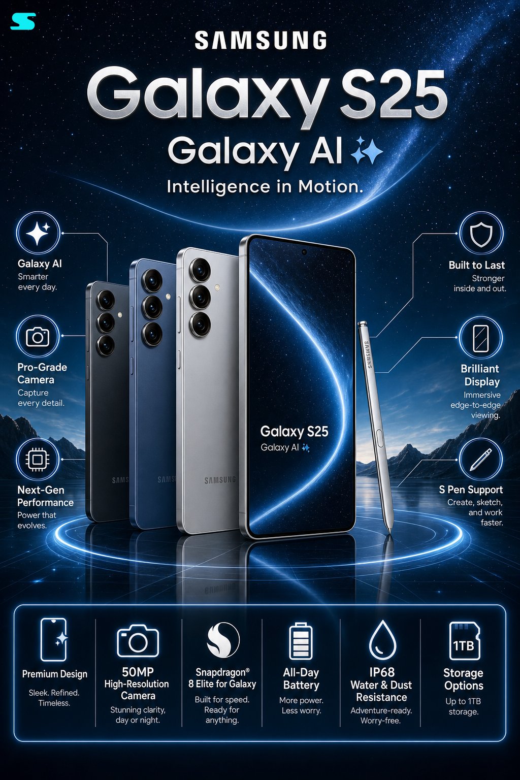 AI image generated from the “Samsung Galaxy S25 Infographic Poster” prompt