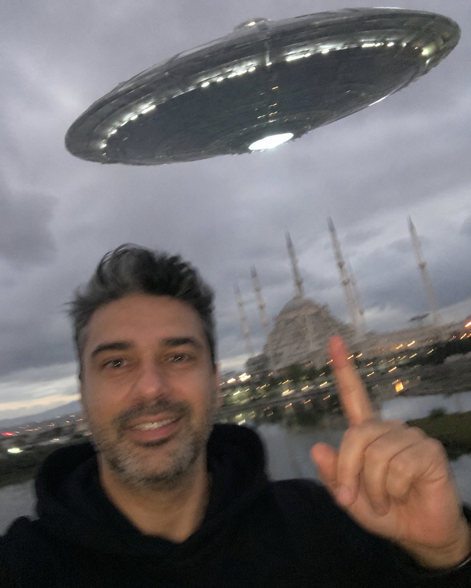 AI image generated from the “Selfie Look-Up Hand Pointing Portrait” prompt