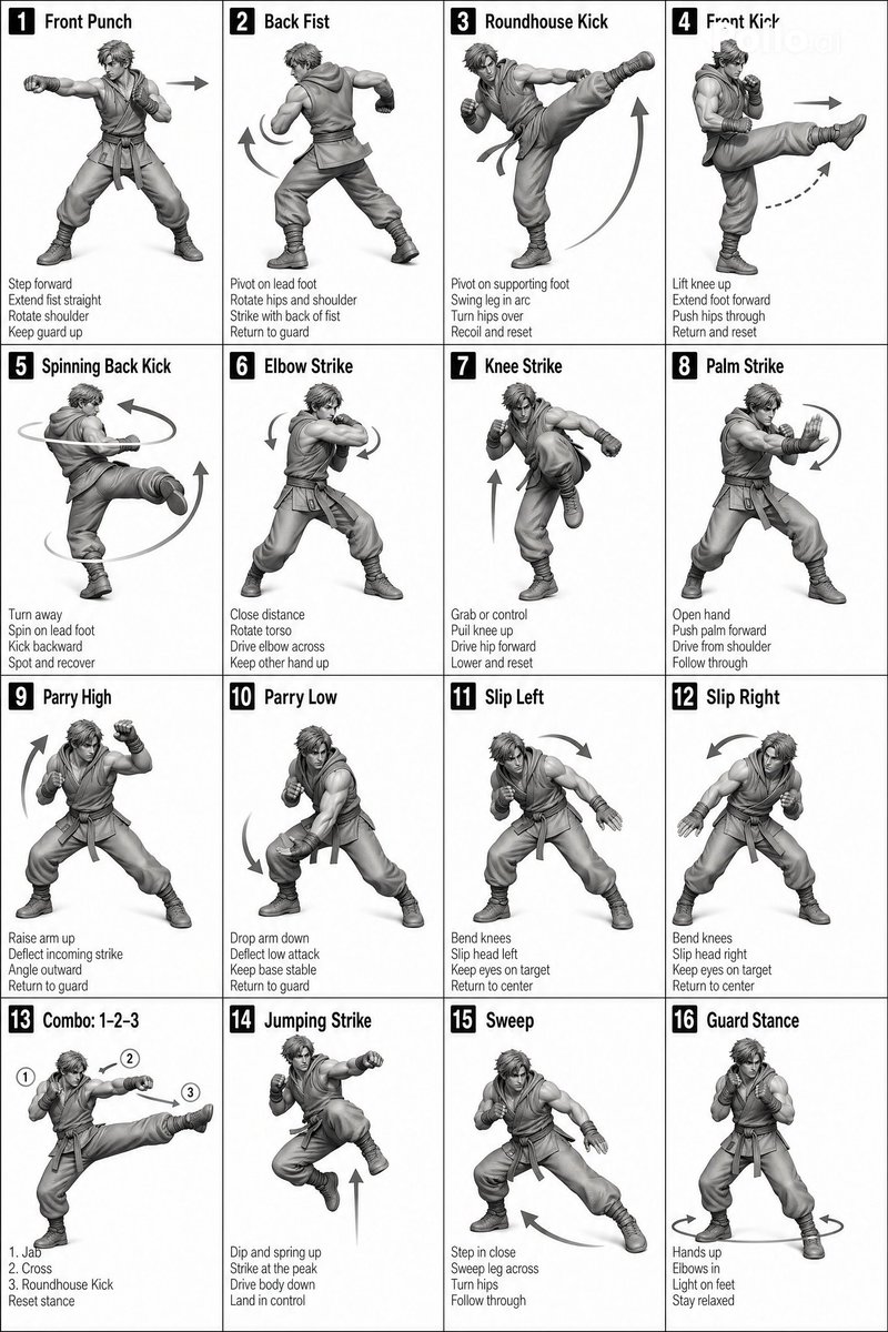 AI image generated from the “Sequence and Movement Instruction for Martial Arts Video” prompt