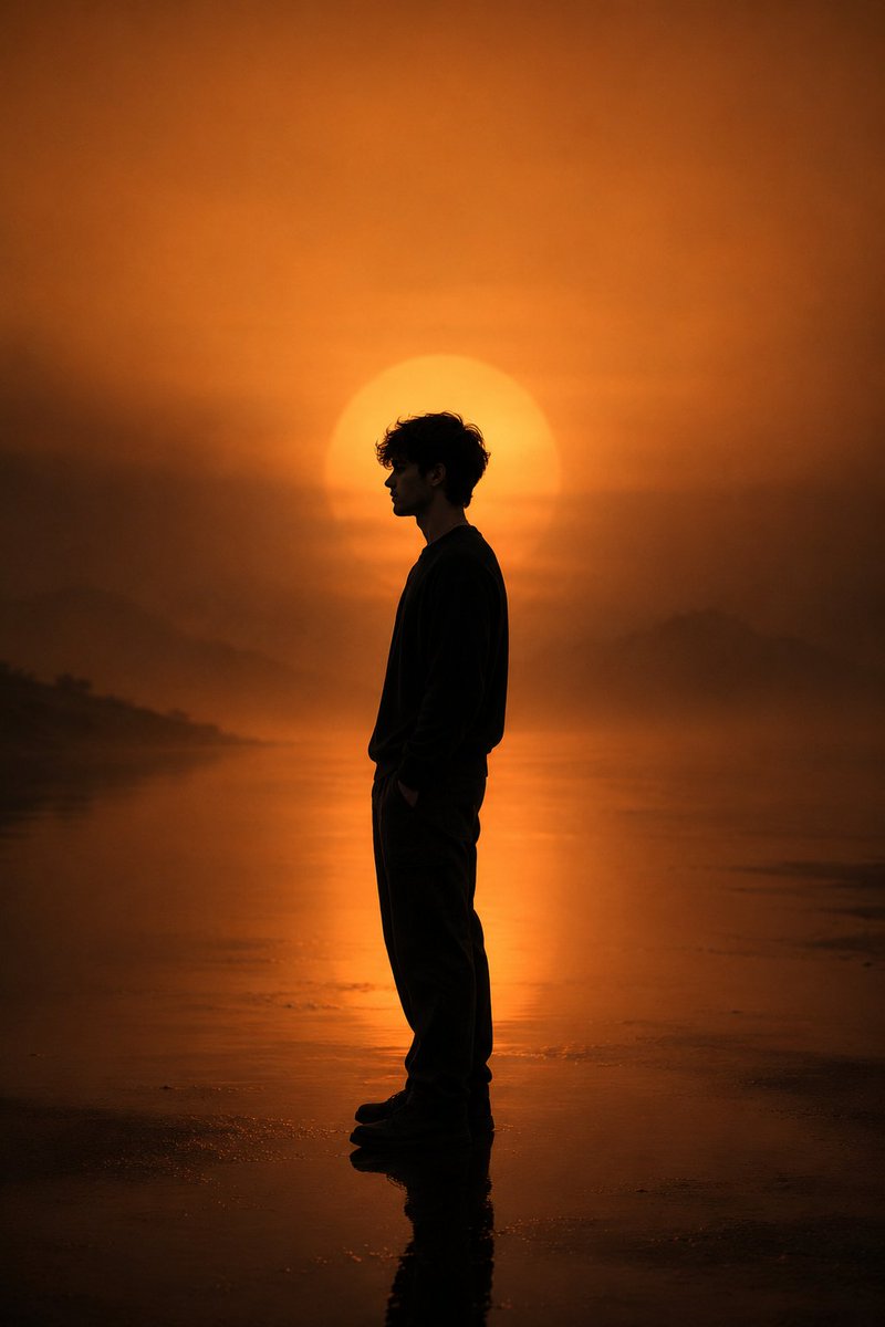 AI image generated from the “Silhouette Sun Horizon Minimalist Portrait” prompt