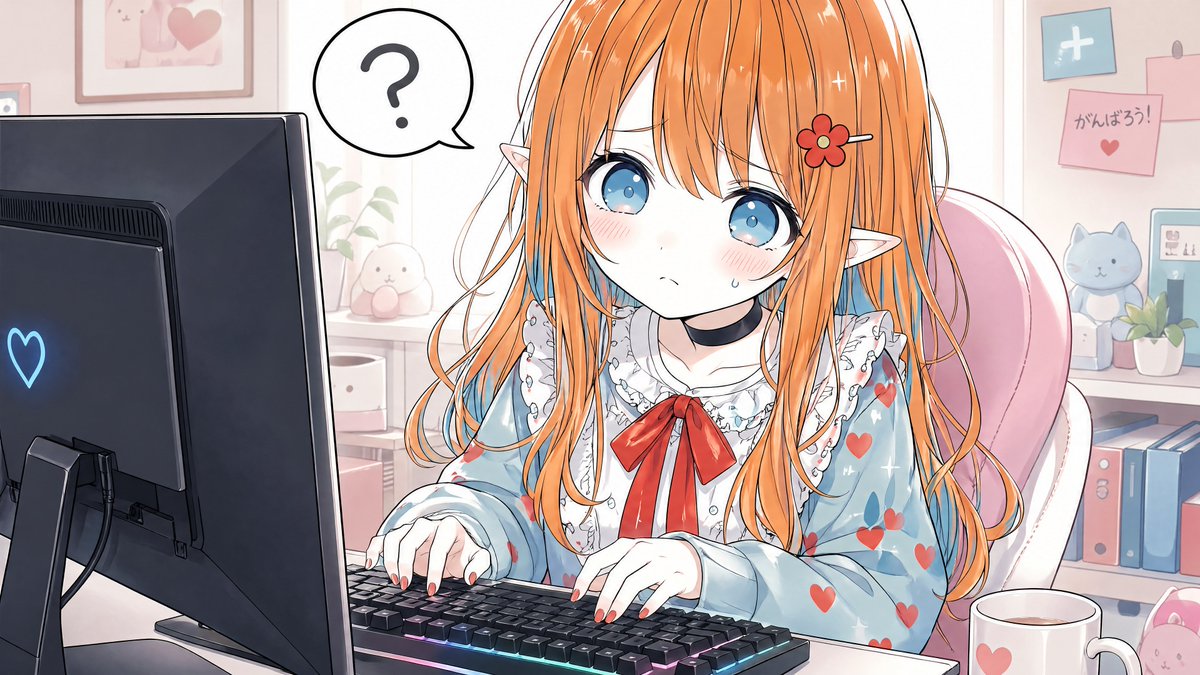AI image generated from the “Social Media Post - Confused Elf Girl at Pastel Desk” prompt