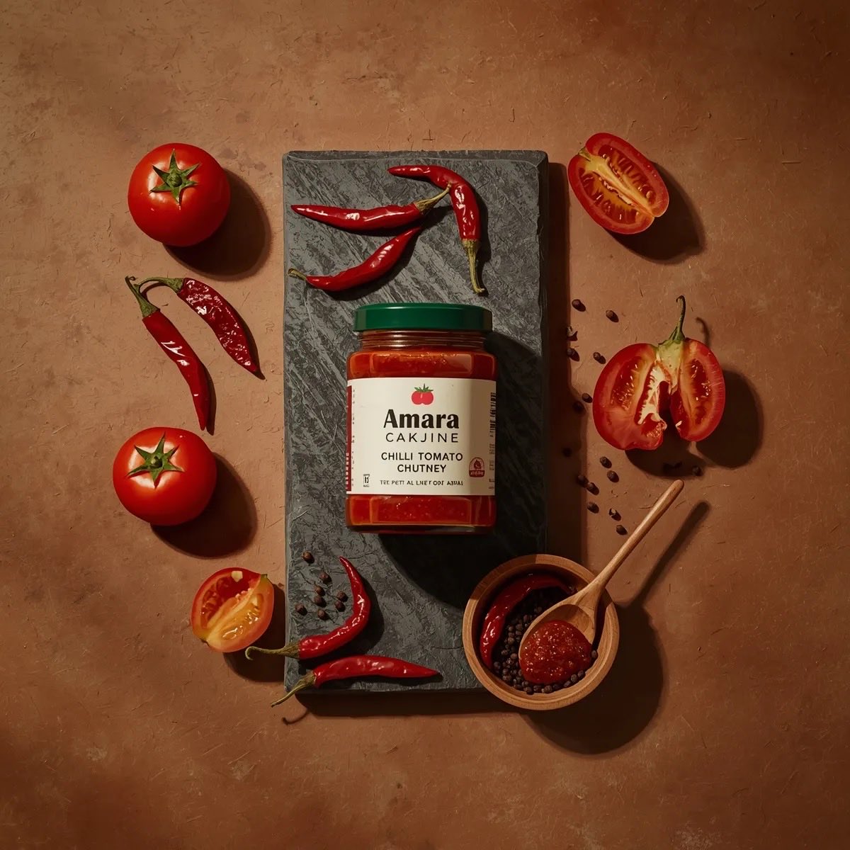 AI image generated from the “Spicy Chili Chutney Product Shot” prompt