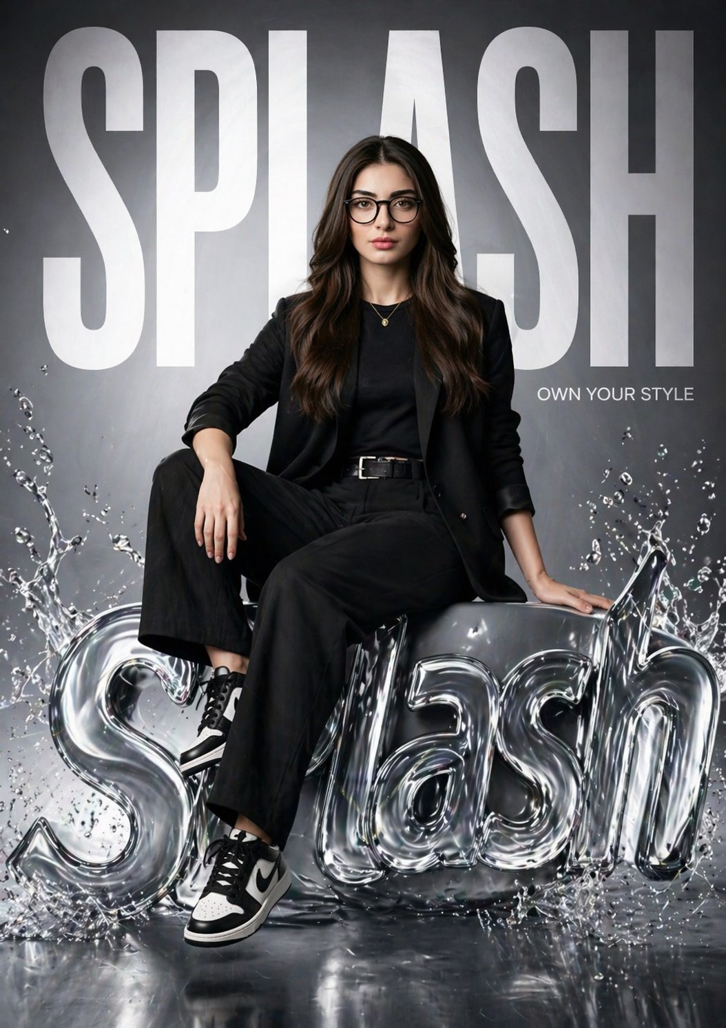 AI image generated from the “SPLASH Fashion Brand Hyper-Realistic Campaign Poster” prompt