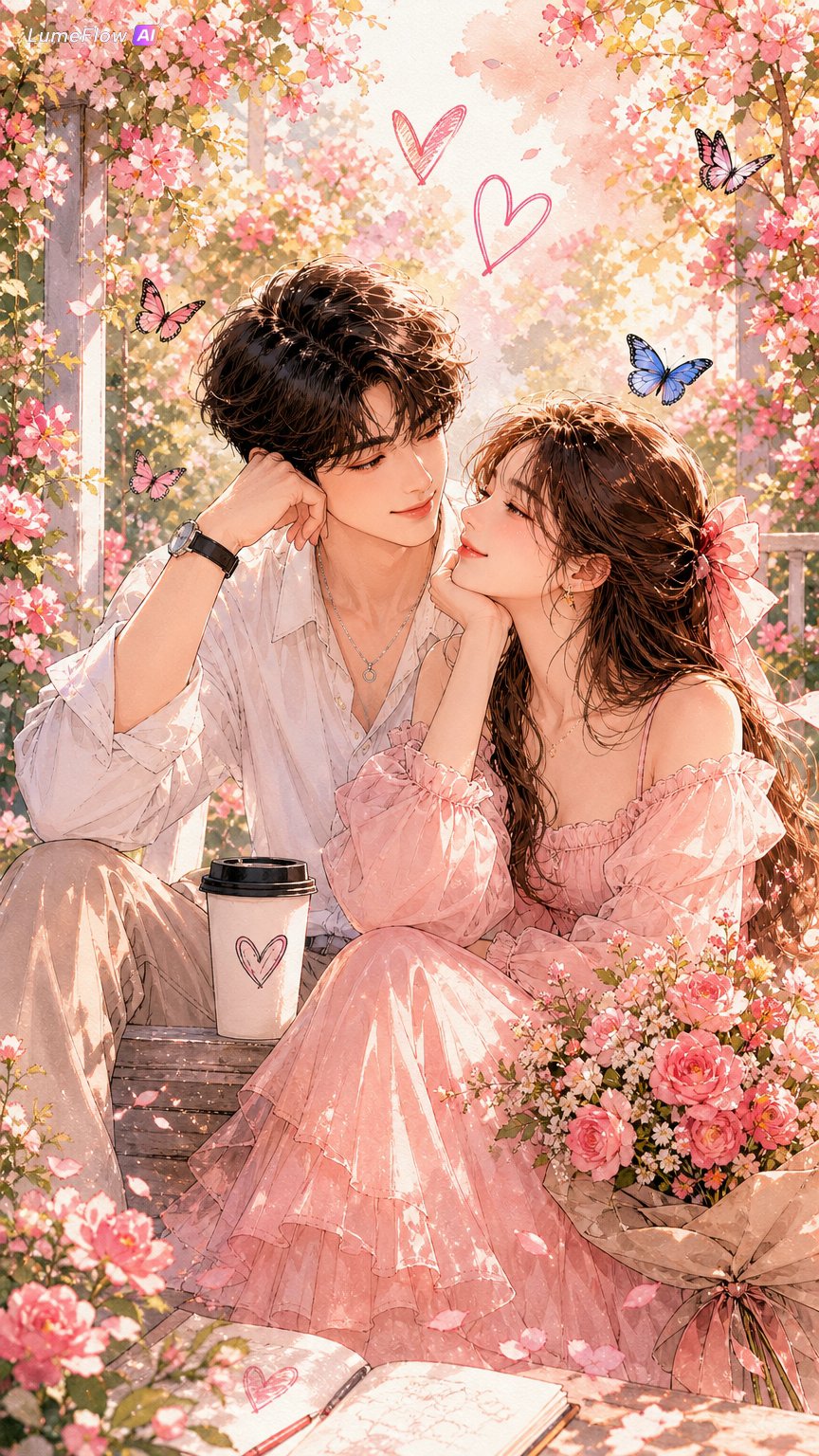 AI image generated from the “Spring Garden Watercolor Couple” prompt