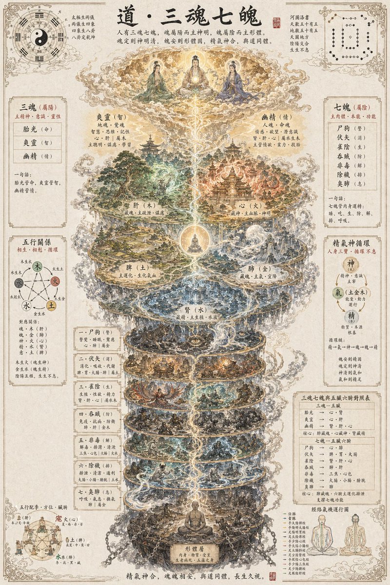 AI image generated from the “Taoist Three Souls Seven Po Poster” prompt