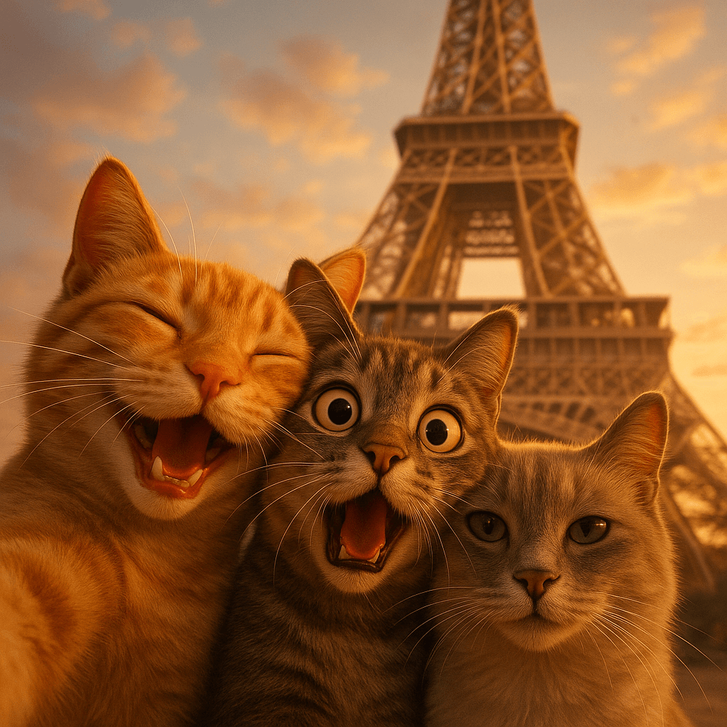 AI image generated from the “Three Animals Selfie at Landmark” prompt
