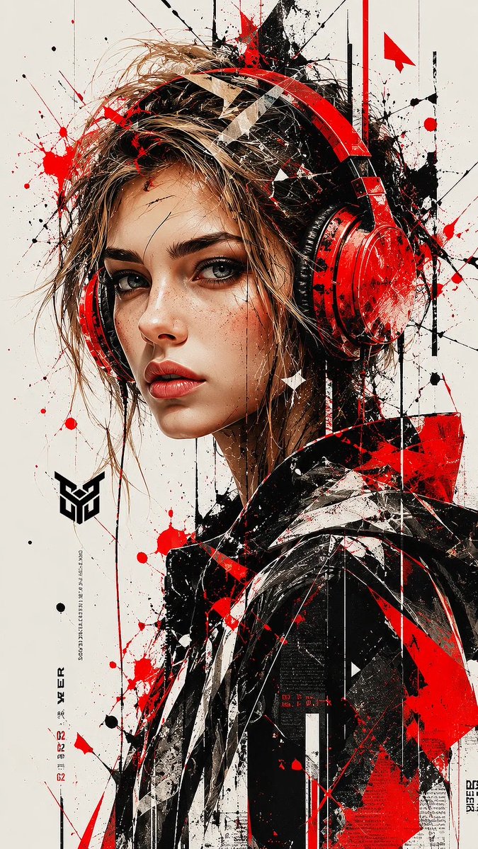 AI image generated from the “Trash Polka Headphones Portrait” prompt