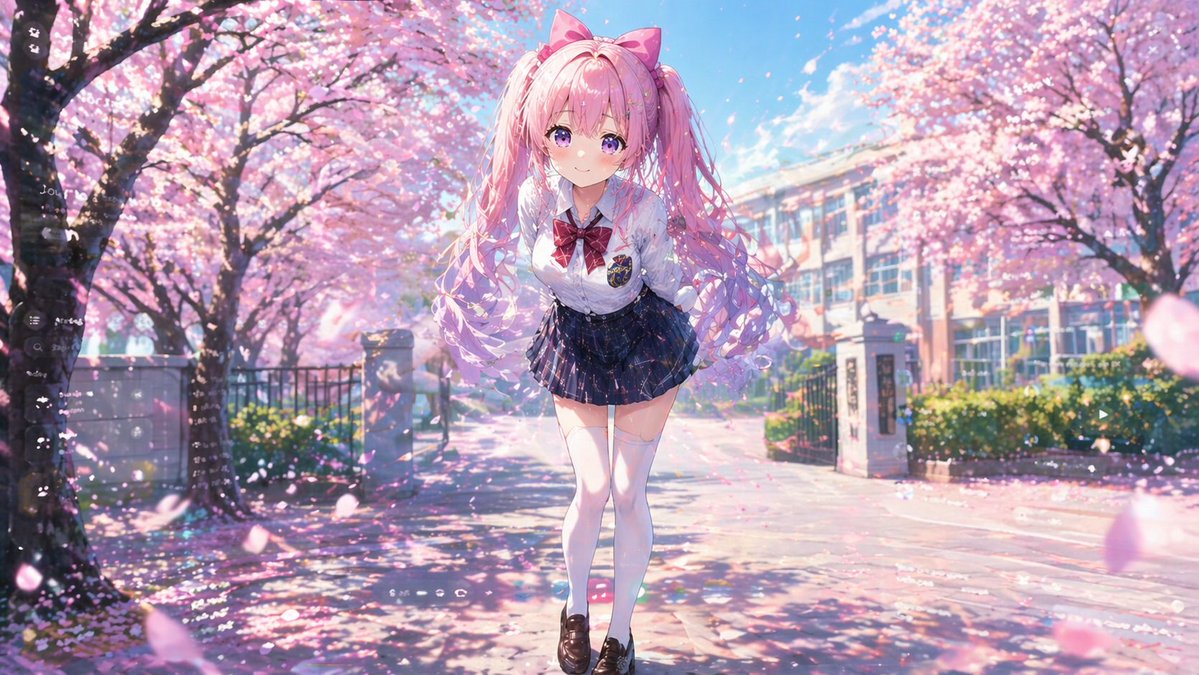 AI image generated from the “樱花树下害羞双马尾少女” prompt