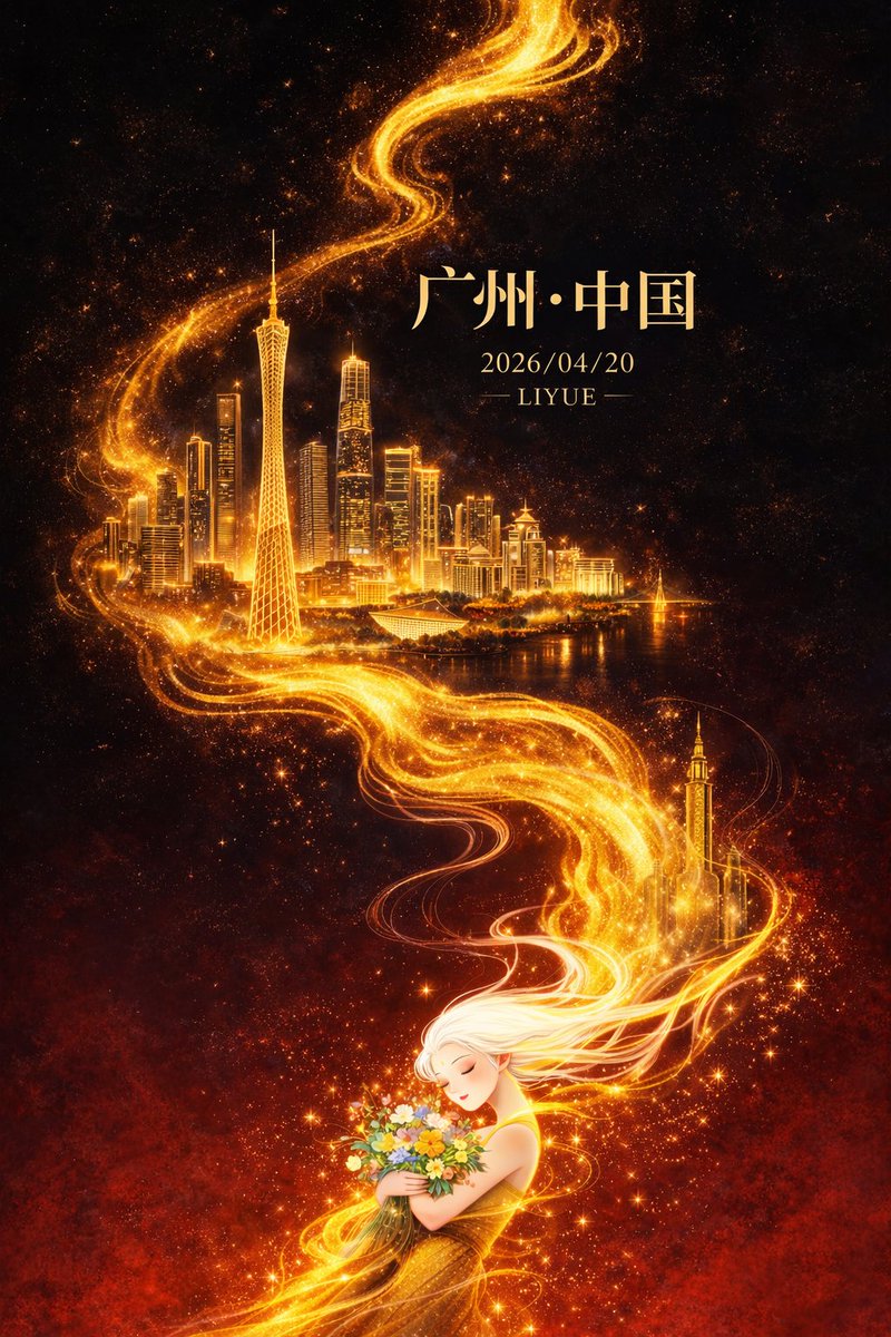 AI image generated from the “鎏金广州塔的东方奇幻海报” prompt