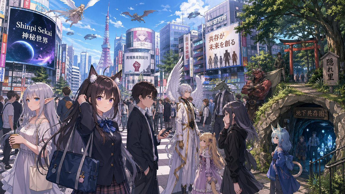 AI image generated from the “Urban Fantasy Coexistence Crossing” prompt