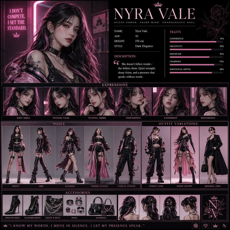 AI image generated from the “Vertical Character Concept Sheet” prompt