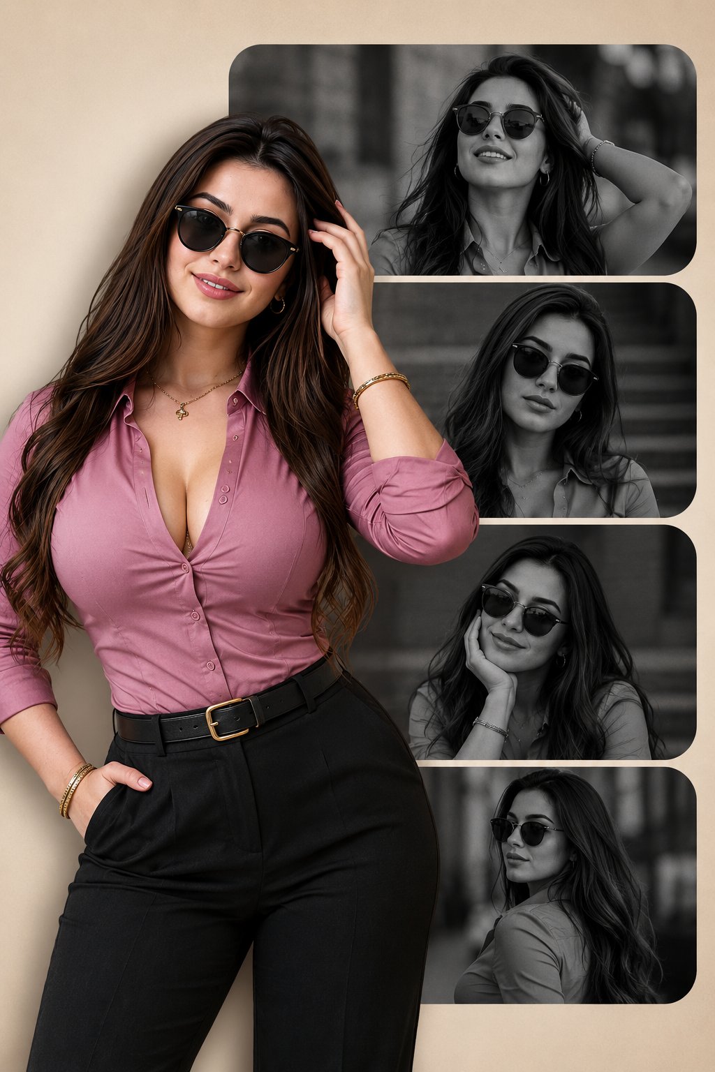 AI image generated from the “Vertical poster collage design, beige background, four” prompt