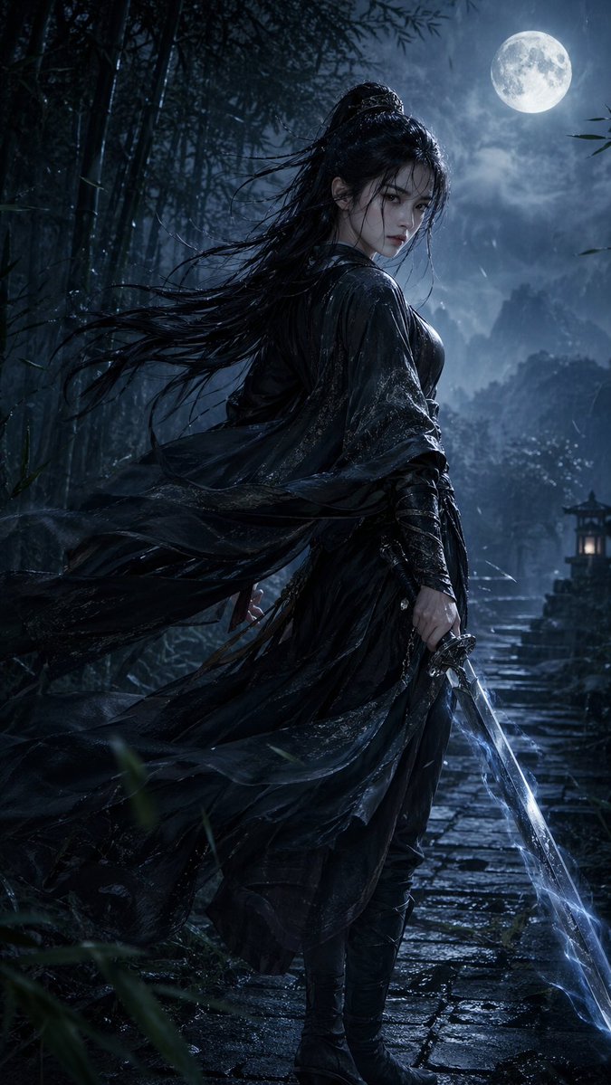 AI image generated from the “Vertical Wuxia Heroine Portrait” prompt