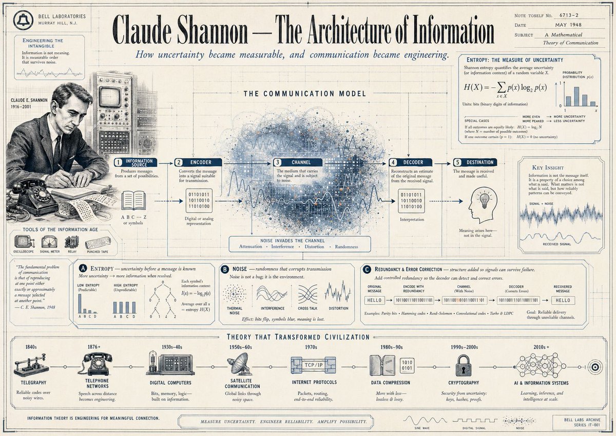 AI image generated from the “Vintage Claude Shannon Infographic Poster” prompt