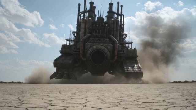 AI image generated from the “Wasteland Factory Chase” prompt