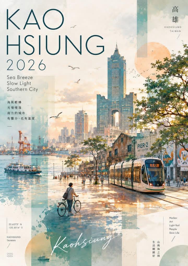 AI image generated from the “Watercolor and collage travel poster for Kaohsiung, Taiwan” prompt