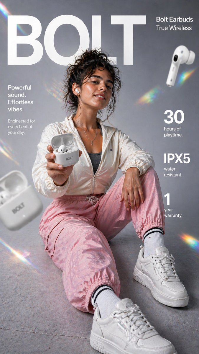 AI image generated from the “Wireless Earbuds Lifestyle Ad” prompt