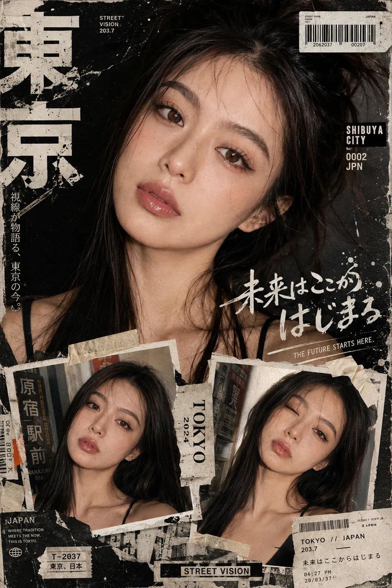 AI image generated from the “Y2K Japanese Street Editorial Poster” prompt