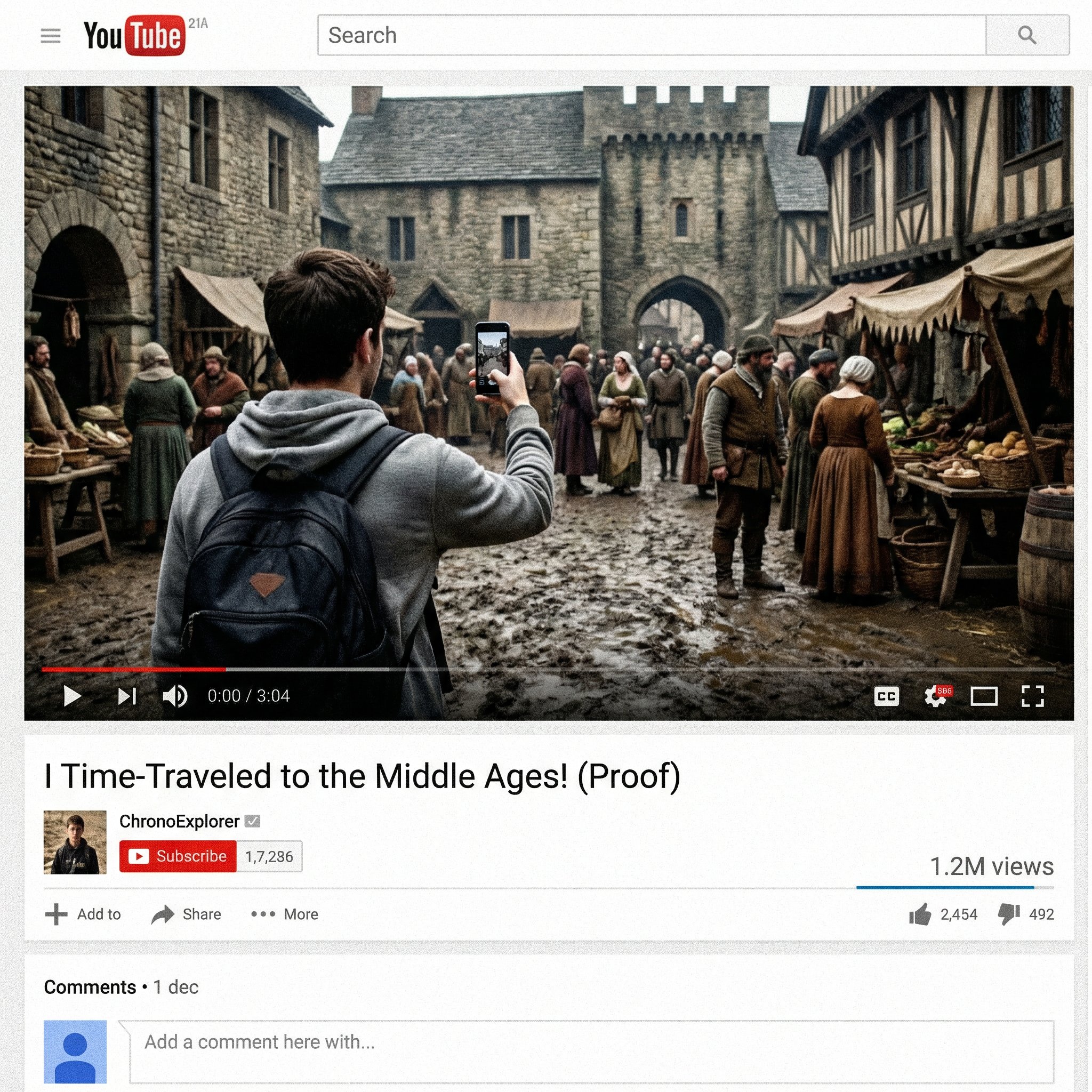 AI image generated from the “YouTube Time Travel Screenshot” prompt